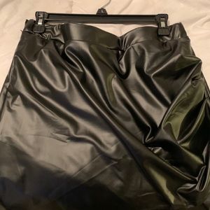 SHEIN high waisted black leather skirt